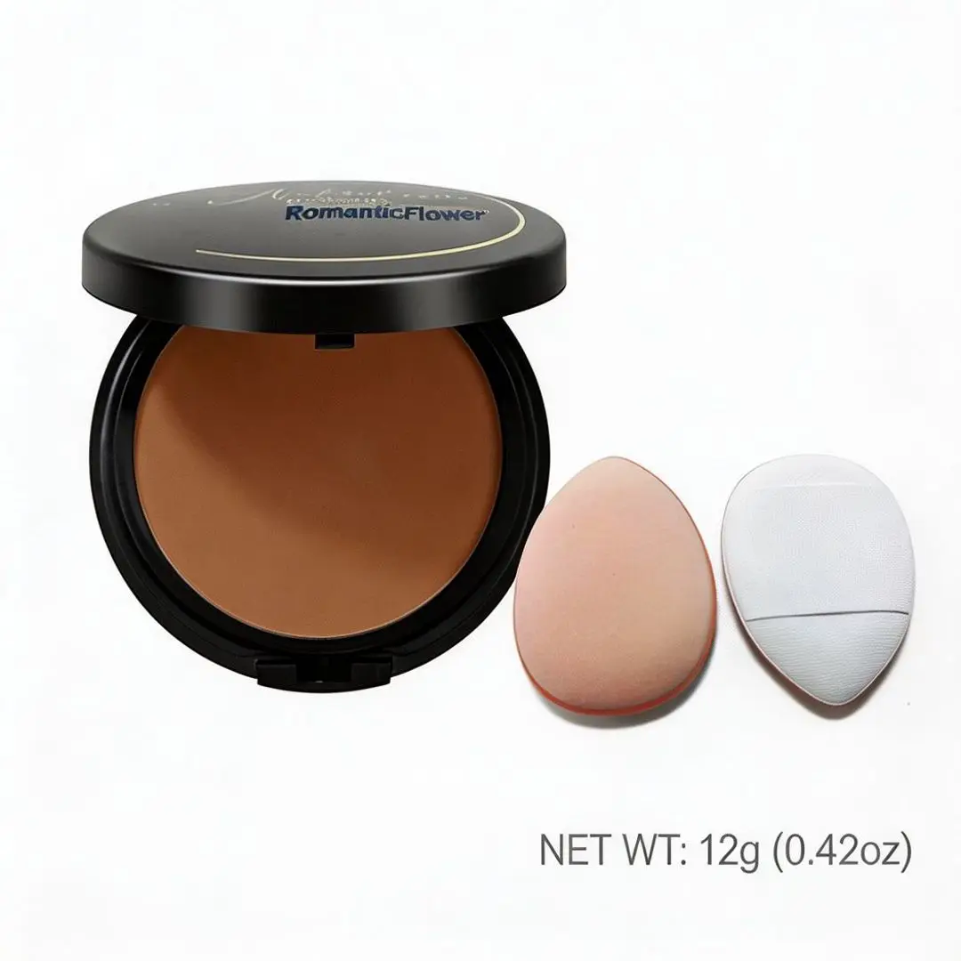 Paleta de Polvos Compactos 2 en 1 de Color Oscuro, Resistente al Agua, Cobertura Total, Contorno e Iluminador, Maquillaje para Mujer para Todos los Tonos de Piel