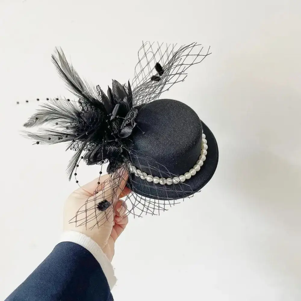 Exquisite Vintage Fascinator Hat Elegant Flower Mesh Feather Hair Clip Headpiece Headband 1920s Hair Accessories Dance Show