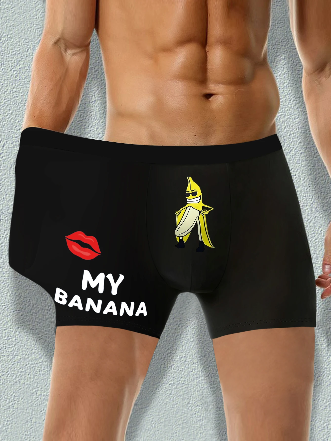 Men Funny Letter Print Panties Boxer Briefs Breathable Underpanty Quirky Banana Print Boxer Shorts S M L XL 2XL