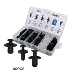 100pcs Auto Fastener Clip Car Fender Push Retainer Pin Rivet Bumper for Door Trim Panel Retainer, Box Package