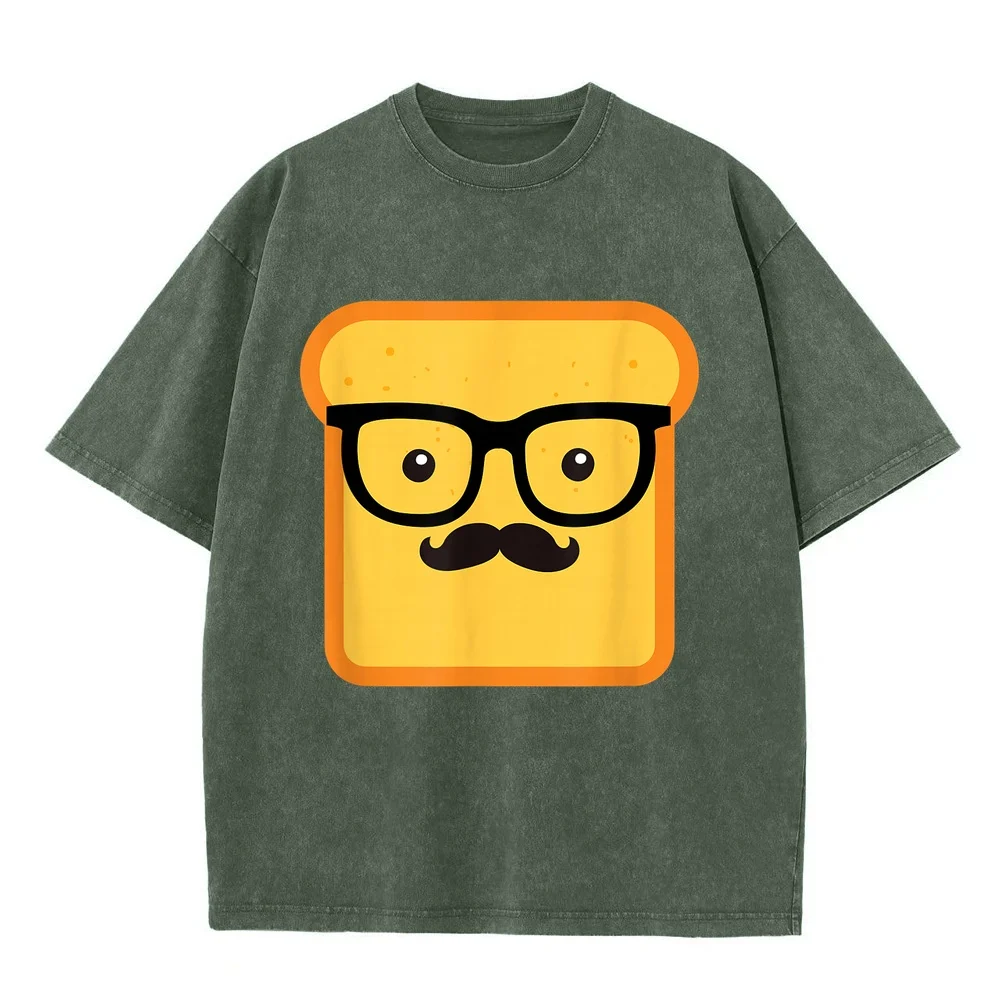Hipster Loaf of Bread Caricature Funny Chef Gift T-Shirt 남성 Man Designer Clothes Unisex Casual Top Text Short Round Sleeve
