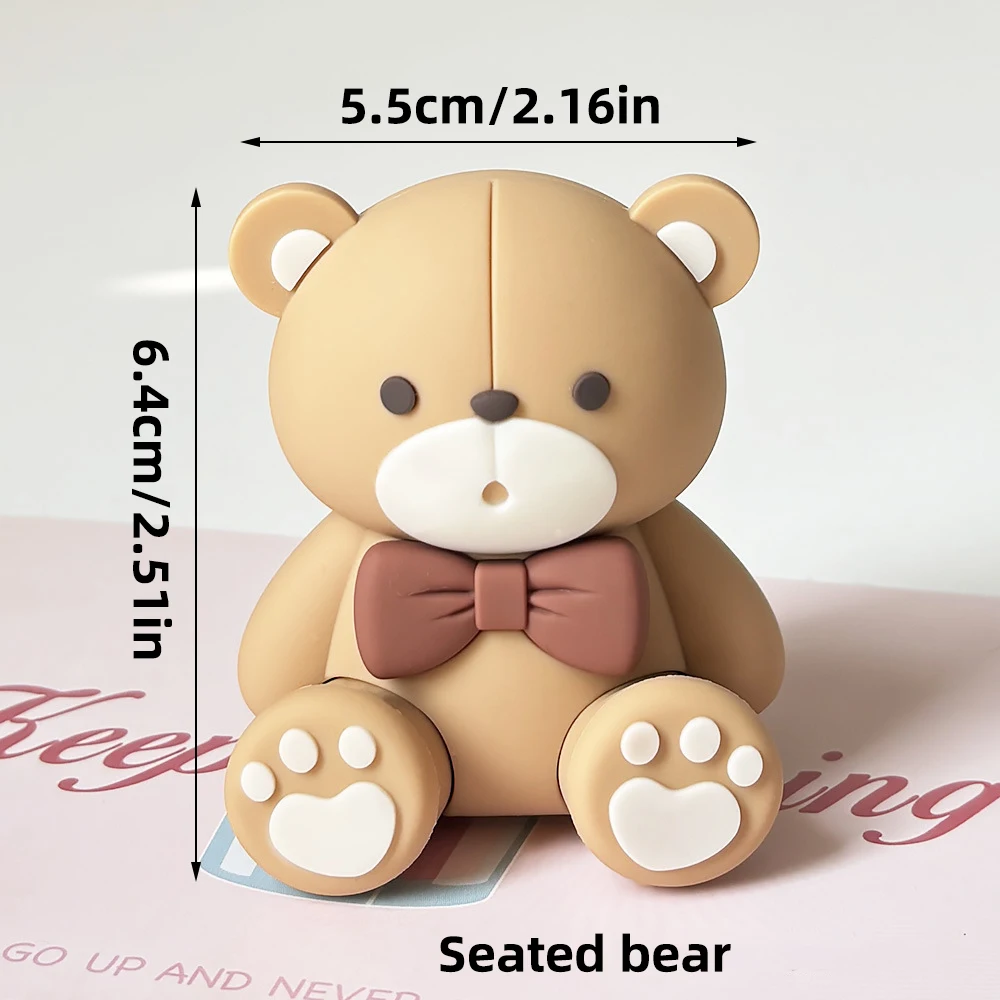 New Bear Cake Topper for Boy Girl Baby Shower Bear Theme Decorations Blue Brown Pink Mini Bear Happy 1st Birthday Party Supplies