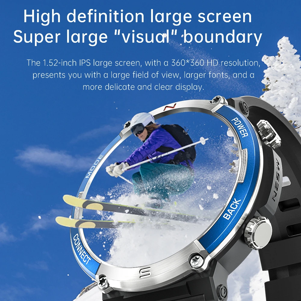 GFORDT NEW Watch With Compass Smart Watch Bluetooth Call Outdoor Sports Bracelet Health Monitor Waterproof Smartwatch Men women