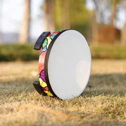 M MBAT Ground Drum Sheepskin Applique Tambourine Hand-held Percussion Instrument Kids Musical Gift Child Educational Toy