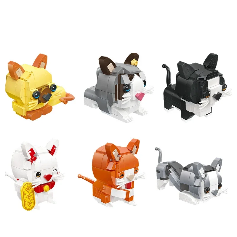 

Creative And Fun Mini Simulation Cartoon Cat Desktop Decoration Building Blocks Bricks Toys Gifts