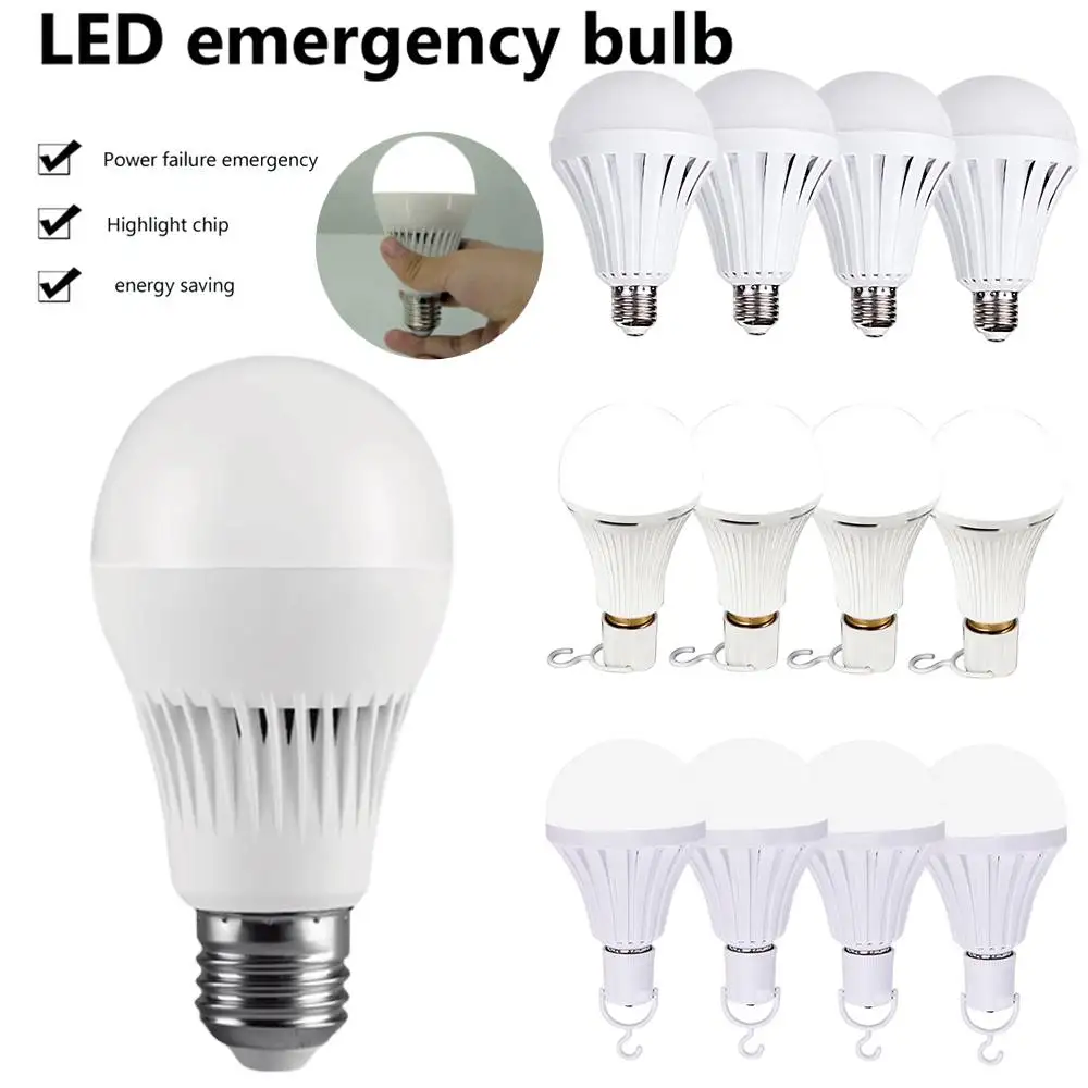 1/4 قطعة قطعة E27 مصباح LED للطوارئ يعمل باللمس تضيء لمبات 5 واط 9 واط 12 واط قابلة للشحن عالية السطوع ضوء لمبة أضواء الطوارئ