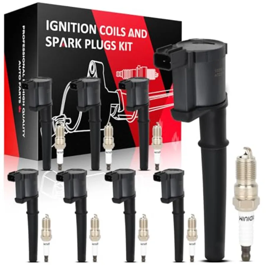 

8 Ignition Coils with 8 Iridium Spark Plugs Compatible with Ford Mustang Lincoln Continental Aviator Navigator 4.6L V8 Engine f