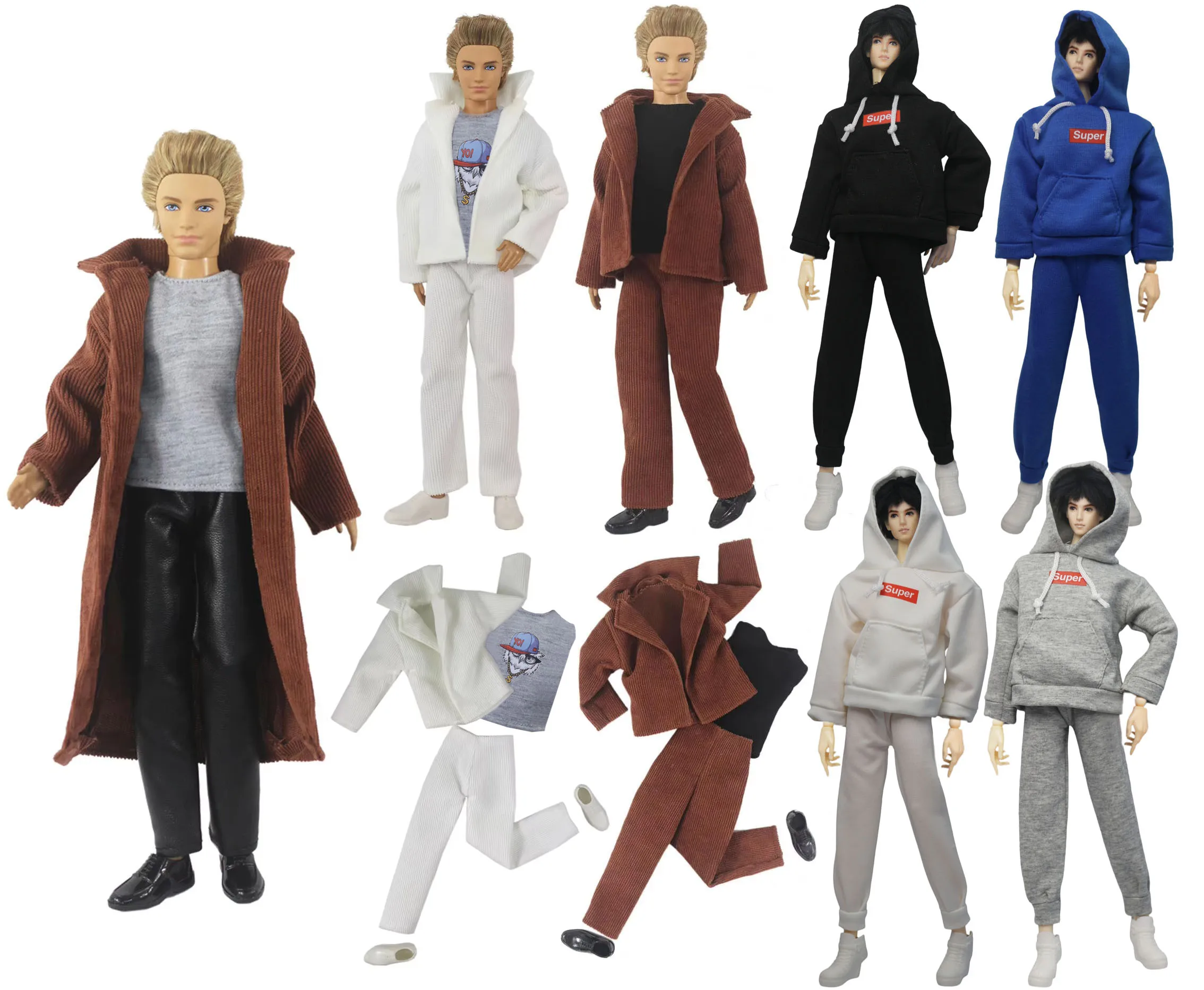 1 Set Doll Clothes Corduroy Outfit for 12 inch Ken Doll Many Style for Choice