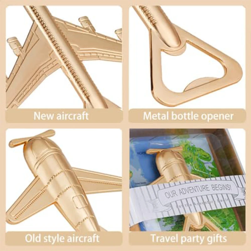 10-30Pcs Vintage Aircraft Bottle Opener, Our Adventure Begins Wedding Favor,Plane Shaped Beer Opener