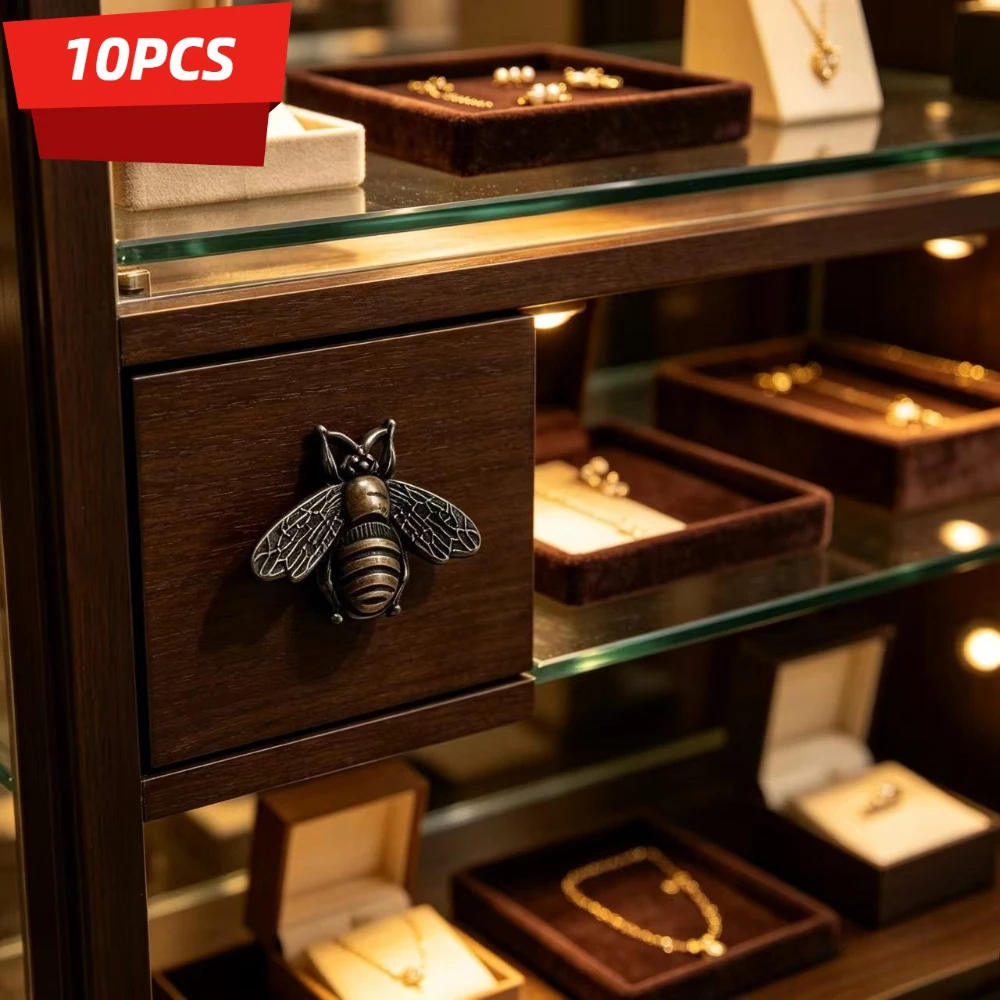 10pcs Retro Insect Shape Drawer Handles for Furniture Decorative Simple Knobs Dresser Pull Home Cabinet Wardrobe Wood