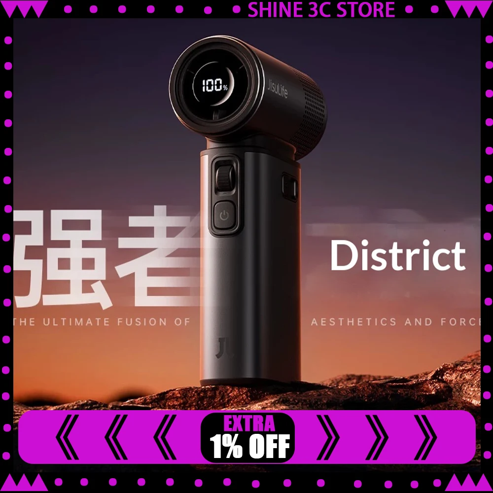 JisuLife Ultra2E Handheld Small Fan Ultra High Speed Supercharged Air Guide System Handheld Fan 25 Hours Long Battery Life Gifts