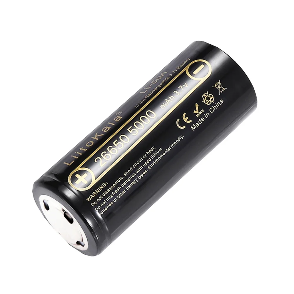 1-16pcs LiitoKala Lii-50A Tipped 3.7V 26650 Li-ion Rechargeable Battery 5000mAh High Capacity for Flashlight Power Tools