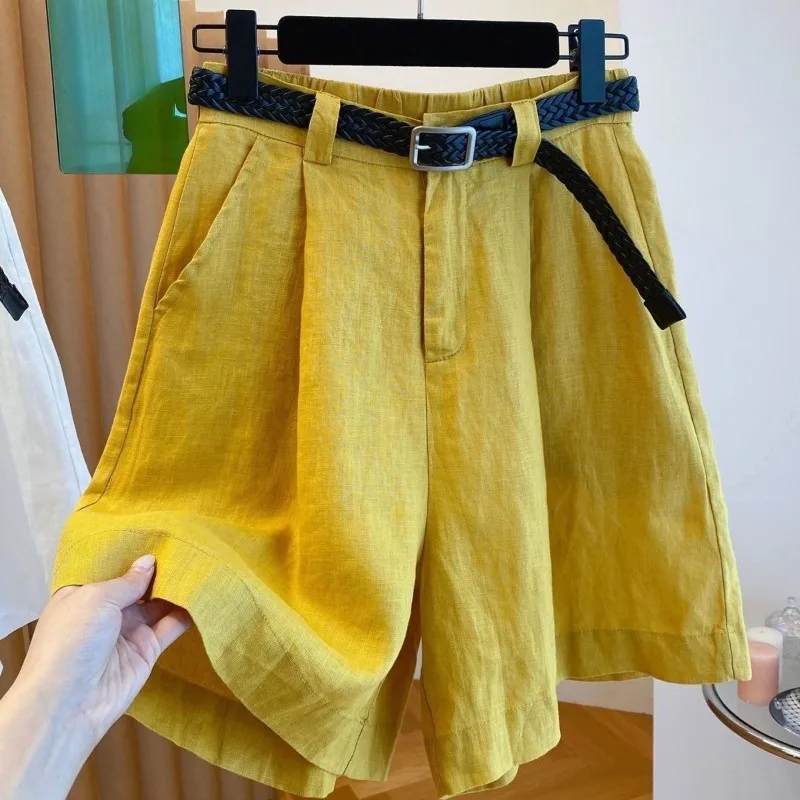 Wide Leg Shorts Women Fashion Comfortable Solid Leisure High Waist Chic Summer Streetwear All-match Femme Simple Baggy Ulzzang