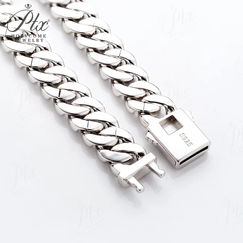 Full Diamond Cuban Necklace Moissanite 925 Silver Plated with 18K Gold Hip Hop Jewelry 18inch Prong Link Choker Chain for Men
