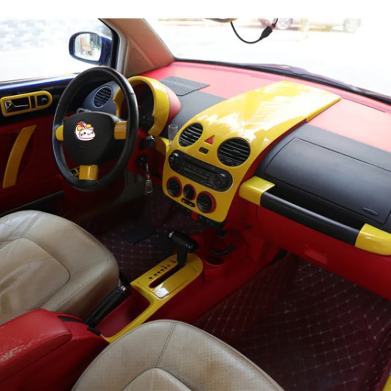 

For Volkswagen Beetle 2003-2010 Yellow decorative strip LHD car interior Accessories regarding door armrest handle