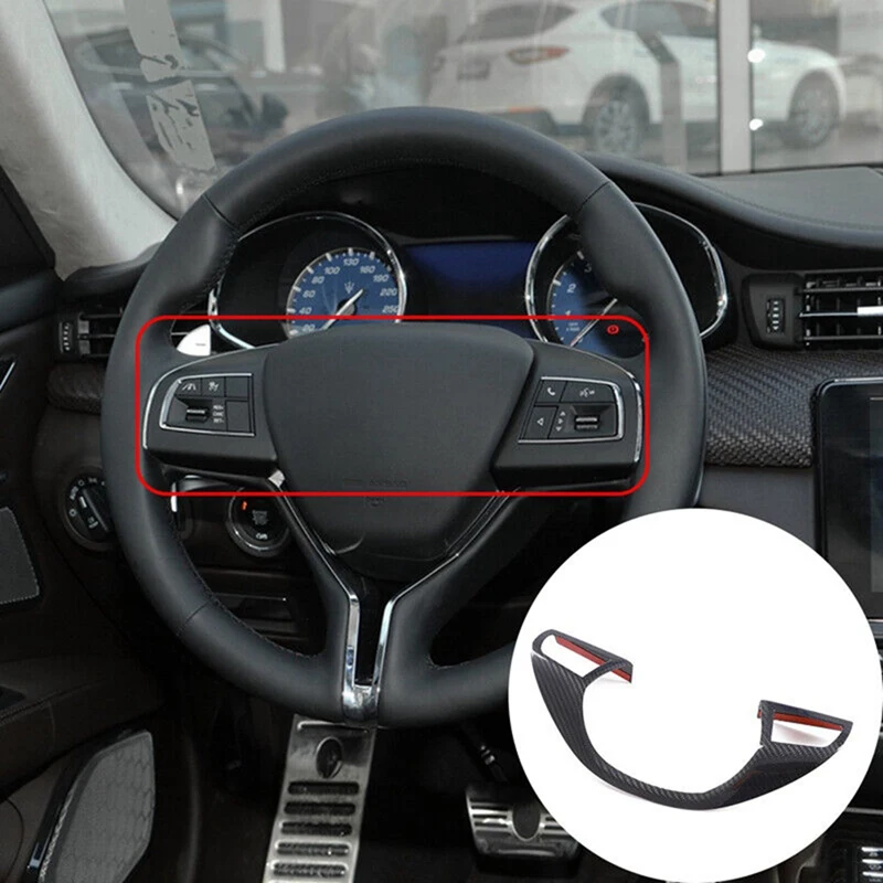 

Car Steering Wheel Cover Trim For Maserati Levante 2016-2021 Ghibli 2014-2021 Quattroporte 2013-2021 Dry Parts Carbon Fiber