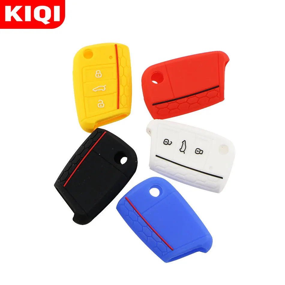 Silicone Car Key Case Cover for Volkswagen VW Golf 7 MK7 Tiguan Mk2 for Skoda Octavia 3 A7 Kodiaq 2017-2021