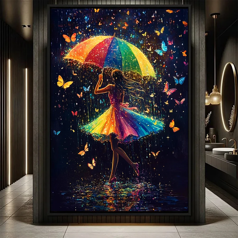 

Diamond Painting Kit New Modern Art Umbrella Butterfly Woman Full Drill DIY Diamond Embroidery Cross Stitch Mosaic Home Decor