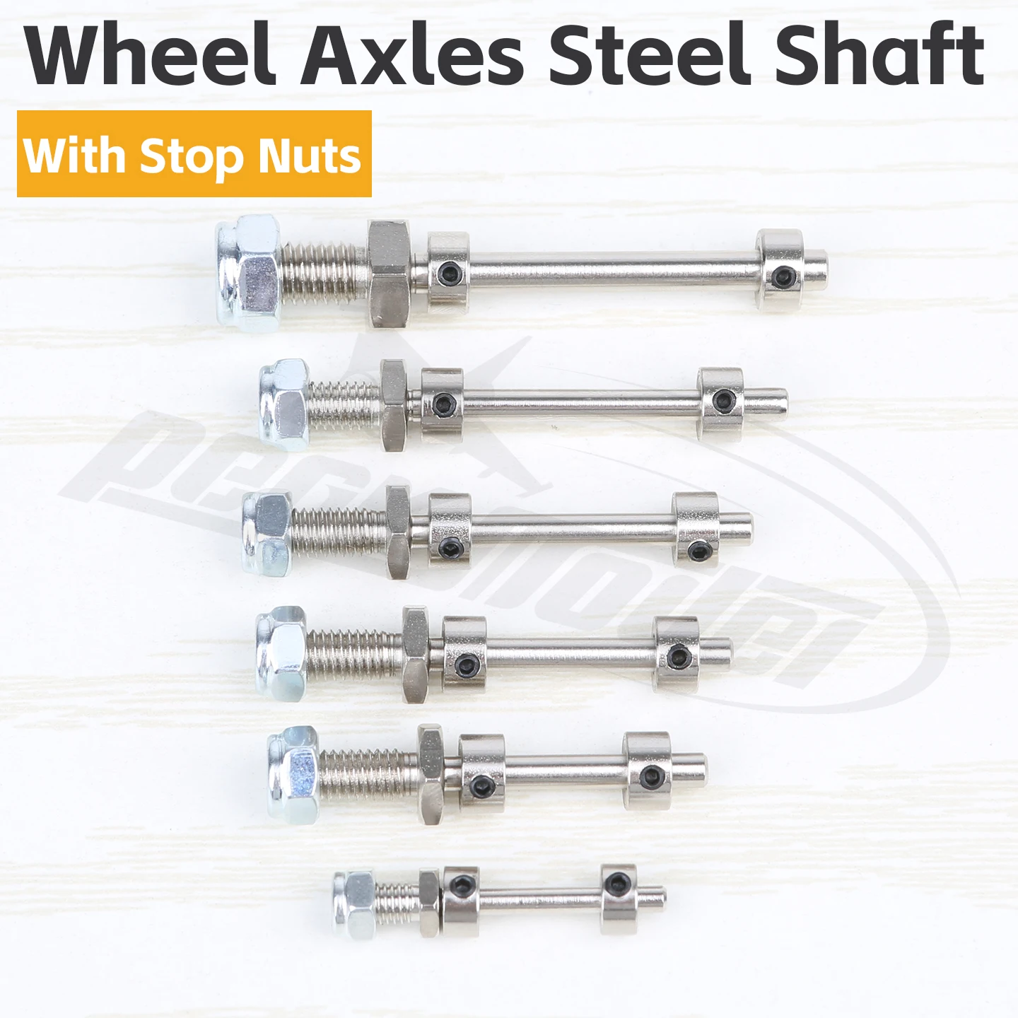 2 Pair Wheel Axles Steel Shaft with Stop Nuts Dia 3/4/5MM Landing Gear Assembly M5/M6/M8 Thread Spares for RC Airplane Model