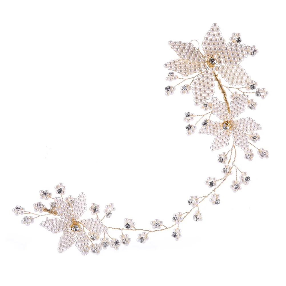 

Pearl Flower Headb Women Pearls Headdress Bride Bridal Headpiece Fashion Wedding Hair Wire Skin Friendly Hairstyle Charm