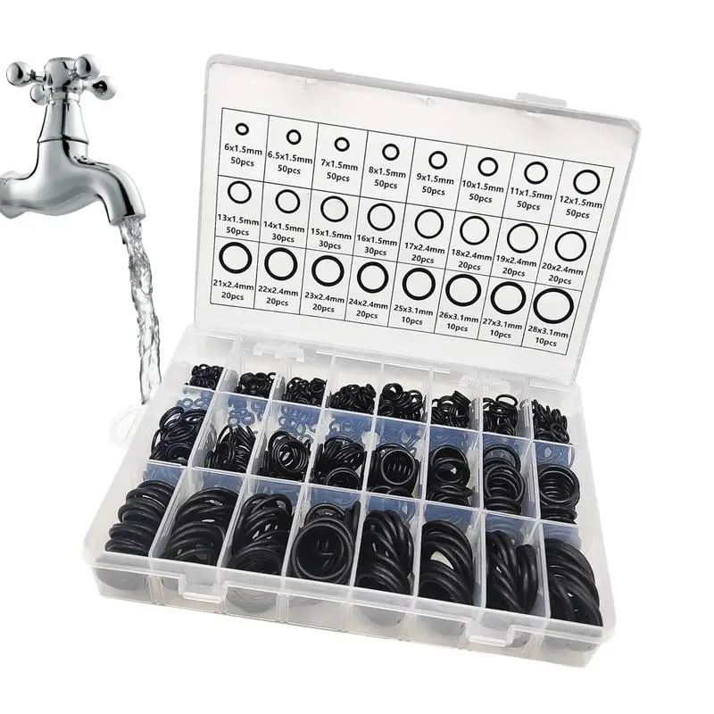 Nitrile Rubber Oring Assortment Set 1200pcs Elastic O Ring Set Seals & O-Rings O-Ring Assortment Easy Retrieval Resist Oil