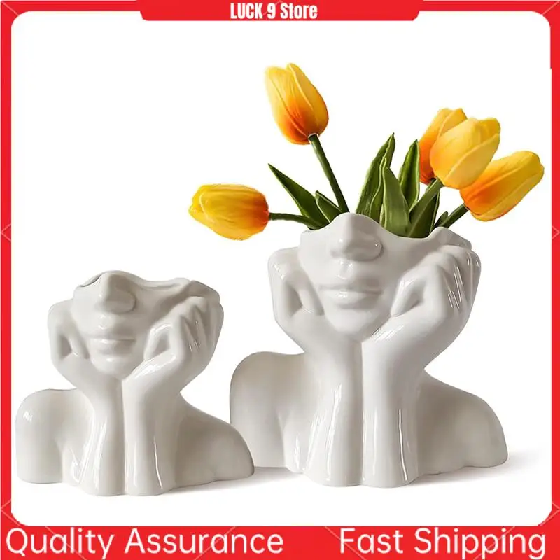 

Nordic Style Flower Vase Women Body Half Face Flower Pot Vase Art Crafts Bedroom Living Room Desktop Decor-AB52