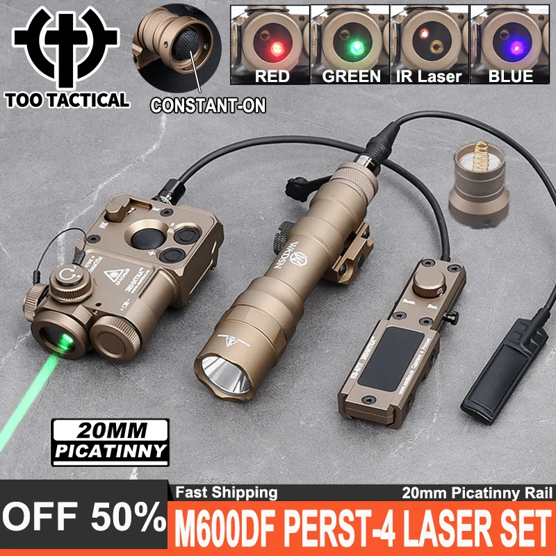 2024 Tactical PERST-4 M600DF Set Red Green Blue Dot IR Sight Indicator 1400Lumens Wasdn Flashlight Hunting Perst4 Laser Button