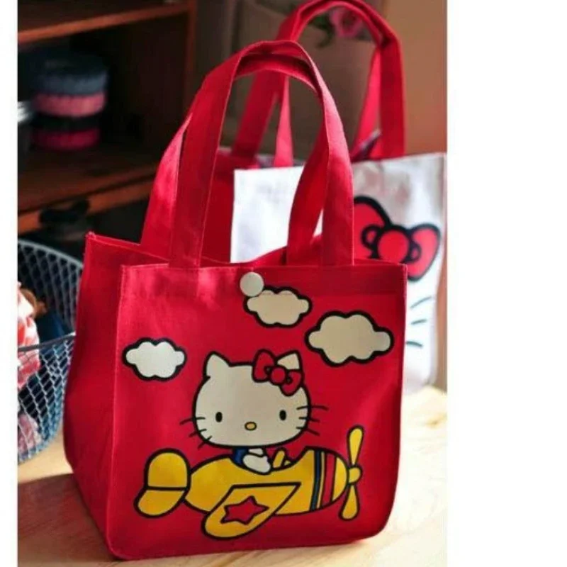 Hello Kitty Tote Bag Fashion Cute Foldable Shopping Bag Women\'s Handbags Printed Bento Bag Large Capacity Waterproof Lunch Bag