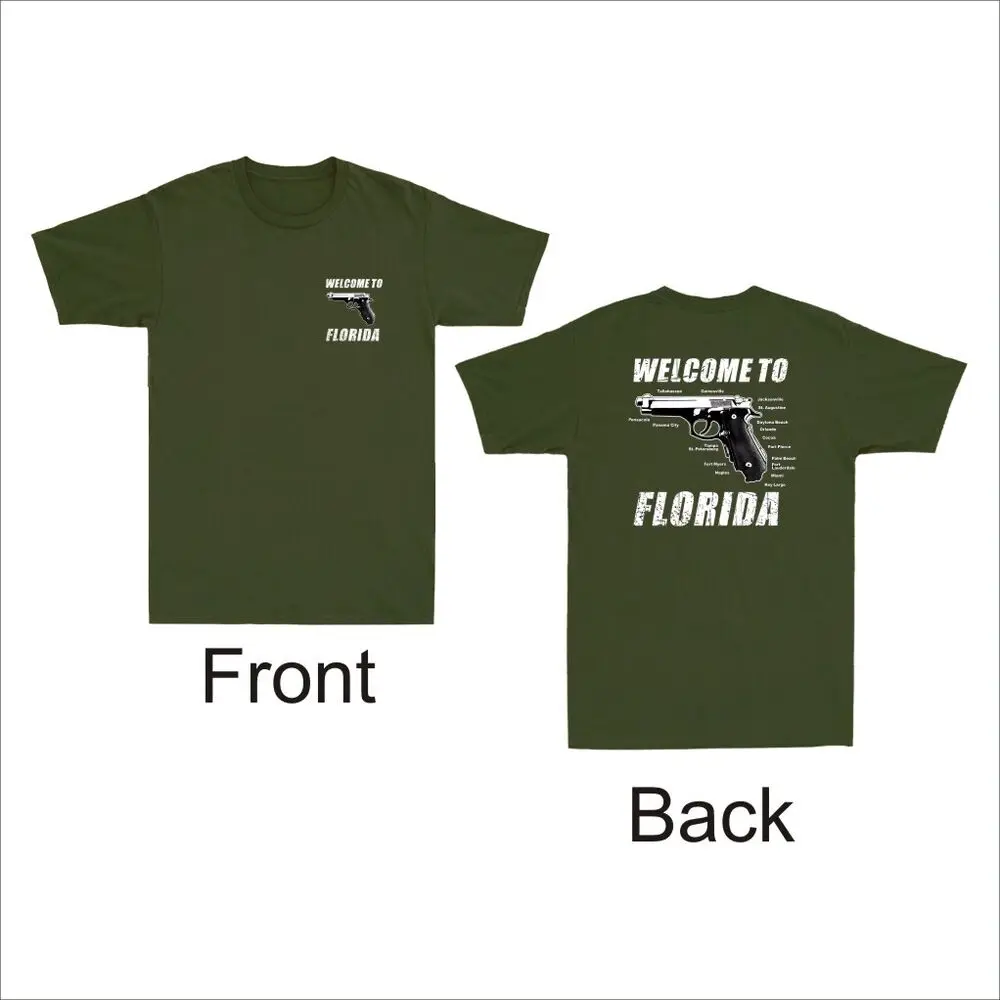 

Welcome To Florida Funny 2nd Amendment Political Joke Vintage unisex T-ShirtSummer short sleeve 100% cotton