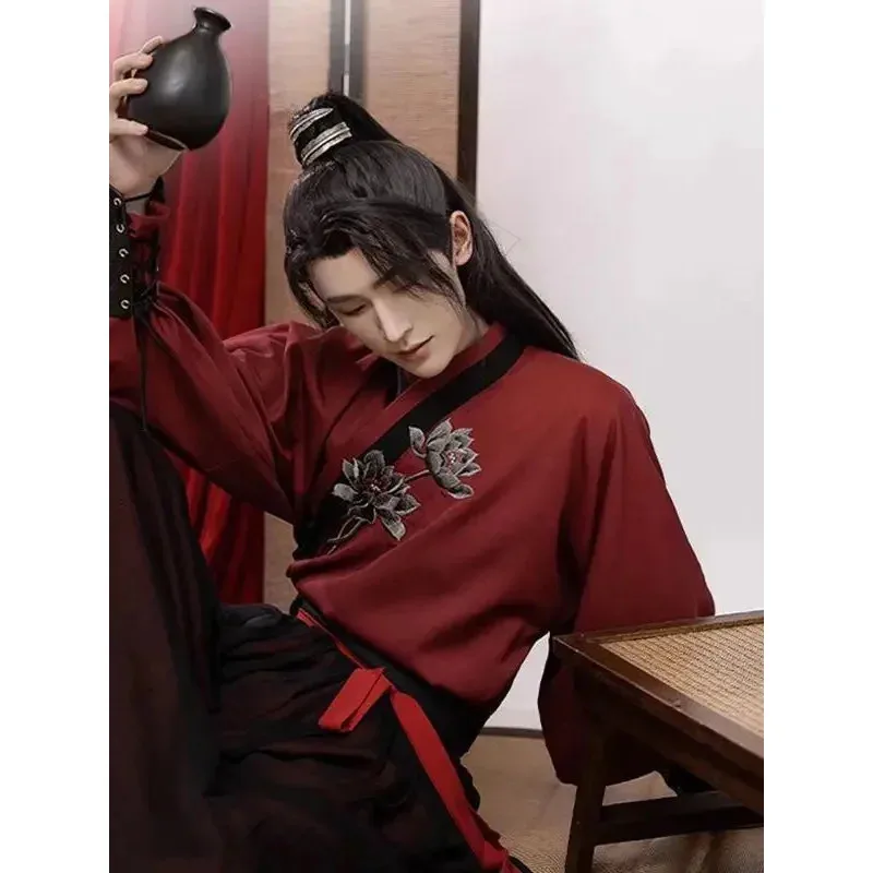 111 www ملابس هانفو الصينية للرجال فنون الدفاع عن النفس نمط التطريز الملابس Chivalrous الباحث Weijin سلالة زي #5