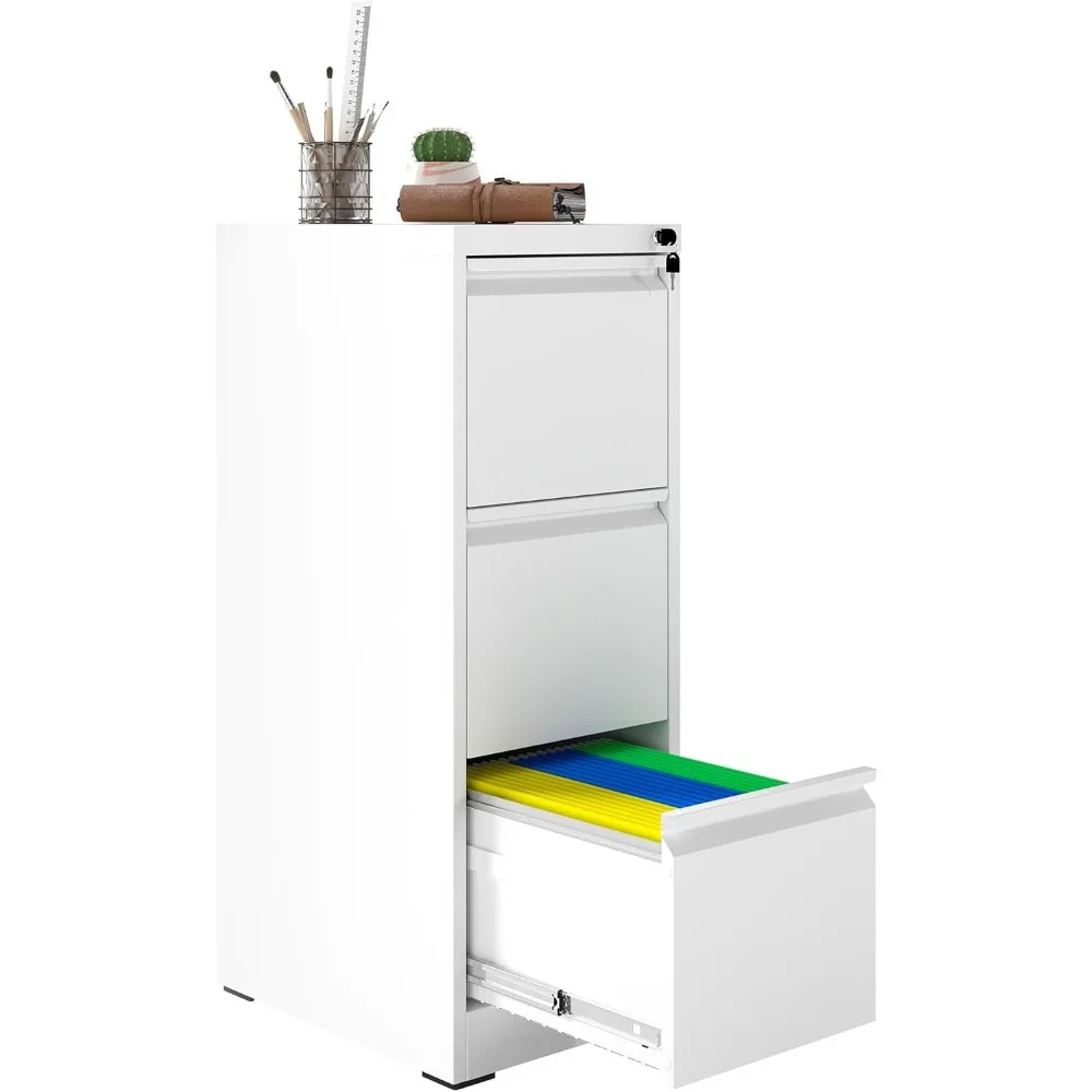 

3 Drawer File Cabinet with Lock, Vertical Filing Cabinets for Home Office, Metal Storage Cabinets, Heavy Duty File Cabinet for L