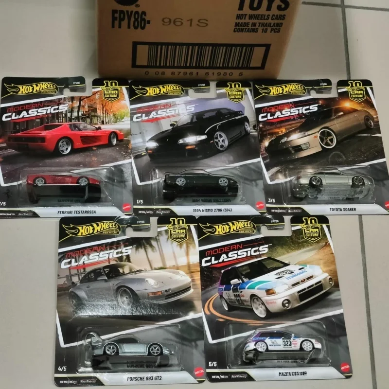 Hot Wheels Premium Modern Classics Diecast Alloy Car Models Set - Nissan Ferrari Porsche Toyota Mazda - Collectors Edition