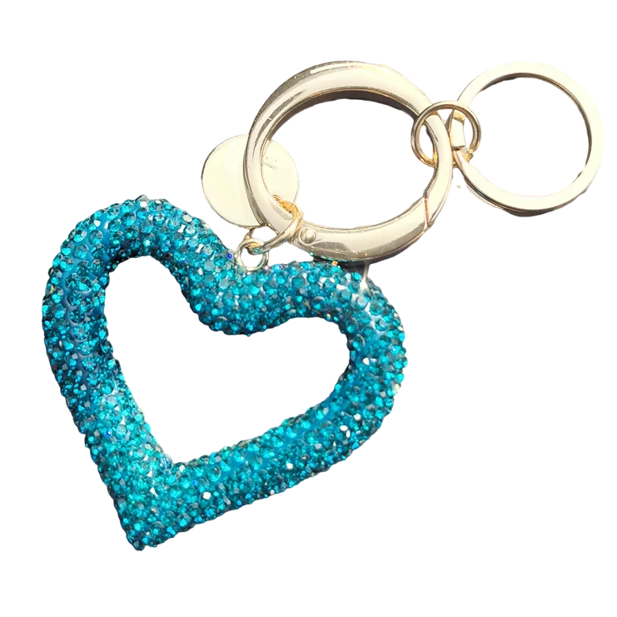 Creative Original Keychain Artificial Inlaid Artificial Crystal Peach Heart Keychain Alloy Ring