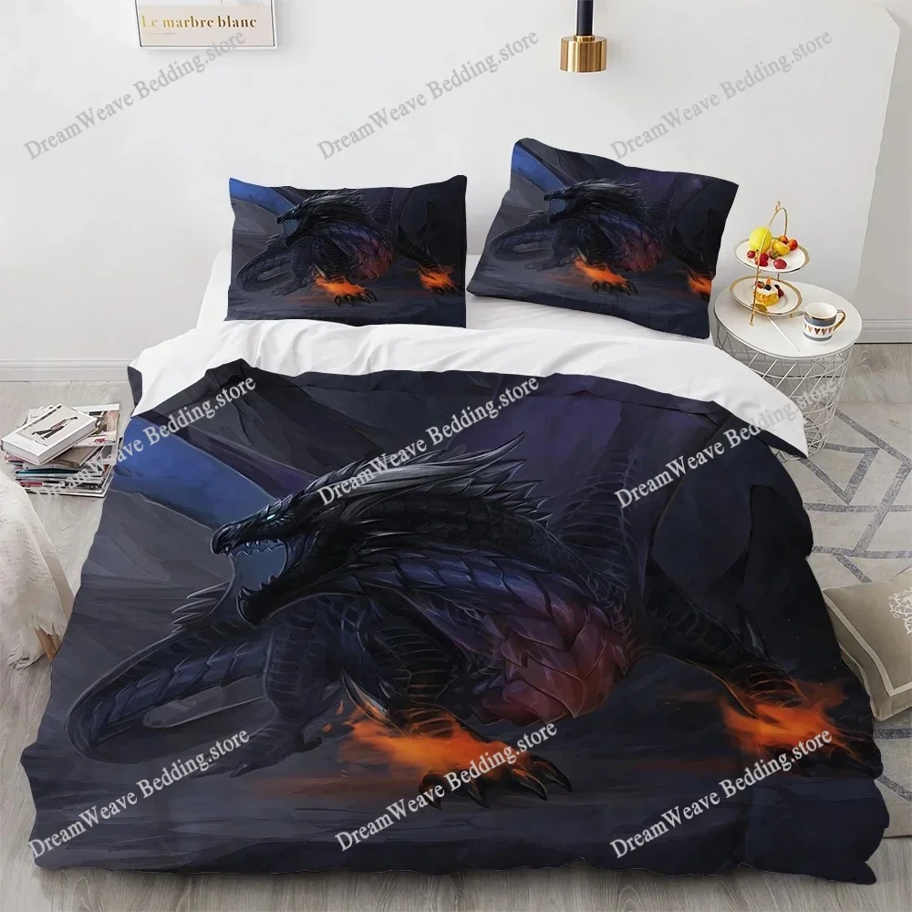 Pterosaur Duvet Cover Set Dragon Fantasy for Boys Teens Twin Bedding Set Double Queen King Size 3D Print Quilt Cover Luxury Gift