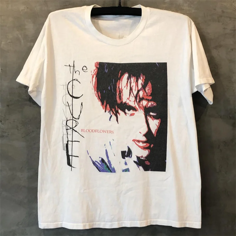 2024 Fashion The Cure Alternative Punk Rock Vintage Portrait Print Short Sleeve Slouchy T-shirt Streetwear Men's and Women's