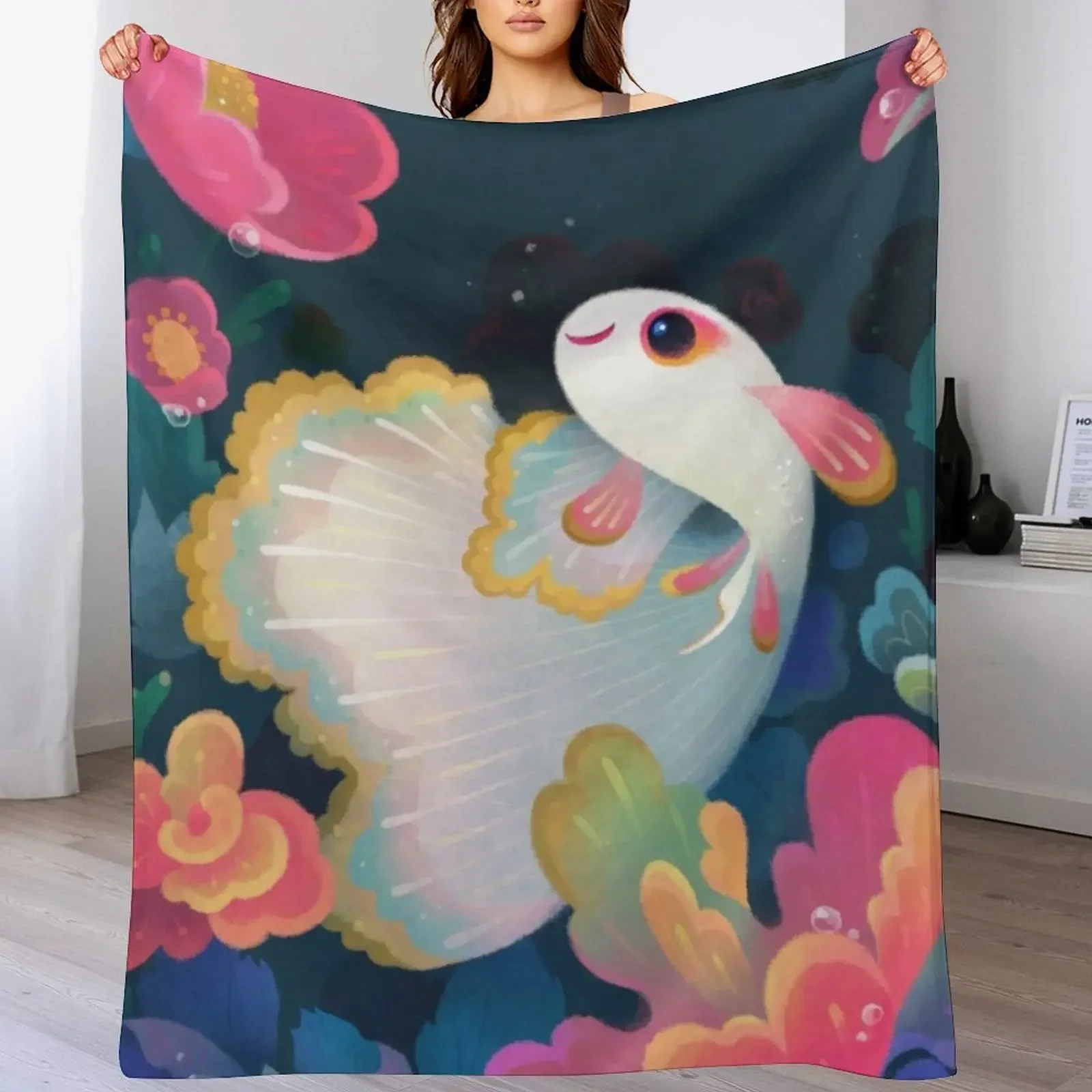 Flower guppy Throw Blanket Summer Hair Decorative Beds Blankets