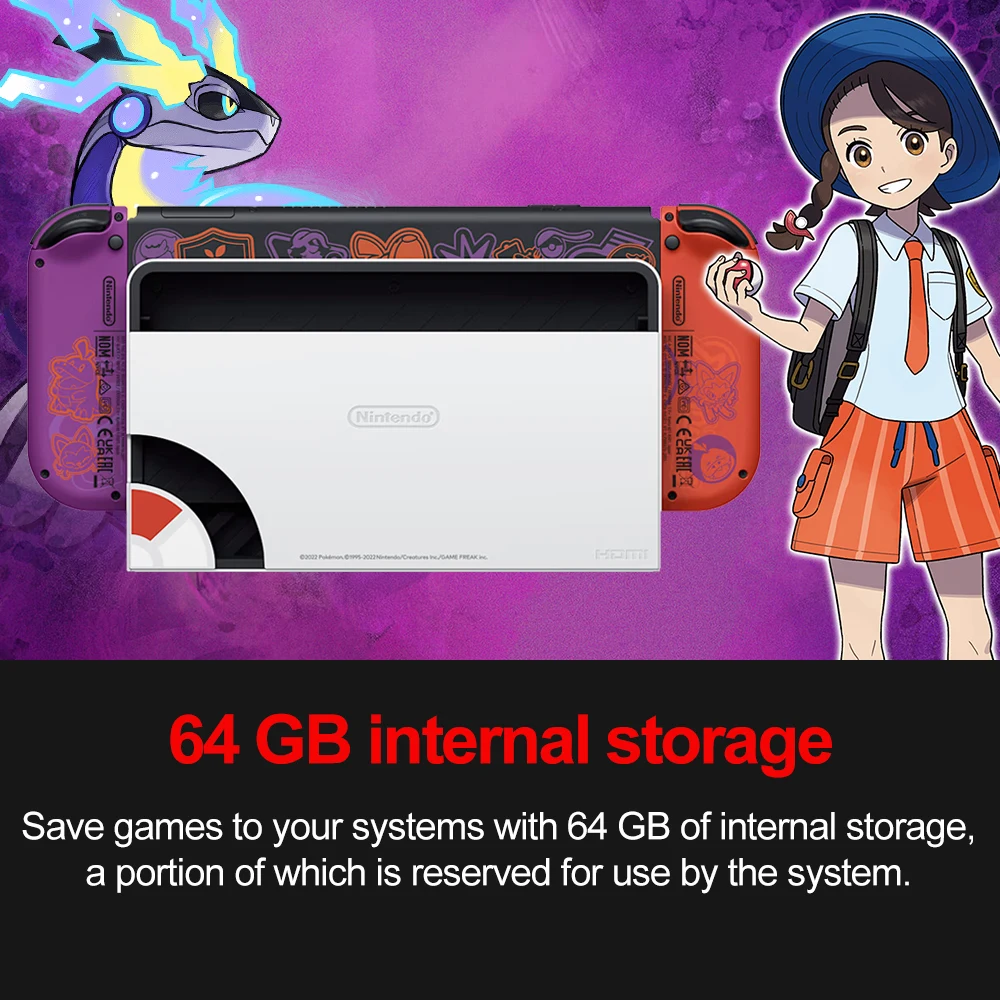 Nintendo Switch OLED Pokemon szkarłatna i fioletowa konsola do gier z 7 Cal OLED 3 tryby gry specjalna konstrukcja 64GB