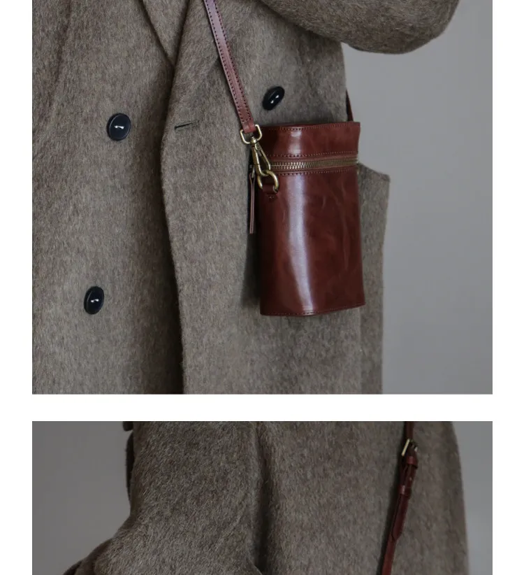 PNDME einfache, lässige, handgefertigte Damen-Handytasche aus pflanzlich gegerbtem Rindsleder, modische Designer-Umhängetasche aus echtem Leder – Detail 8