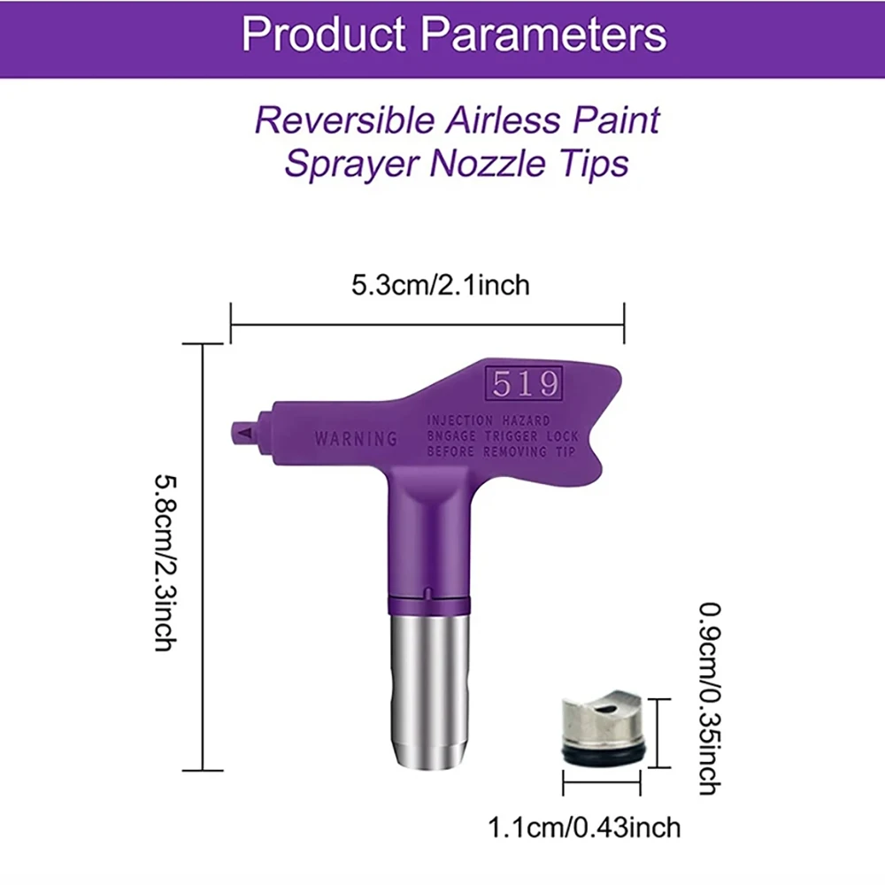 For Airless Paint Sprayer 109-545 2PCS Blue Yellow Purple Black Nozzle Spray Tips Airless Spray Reversible Tip