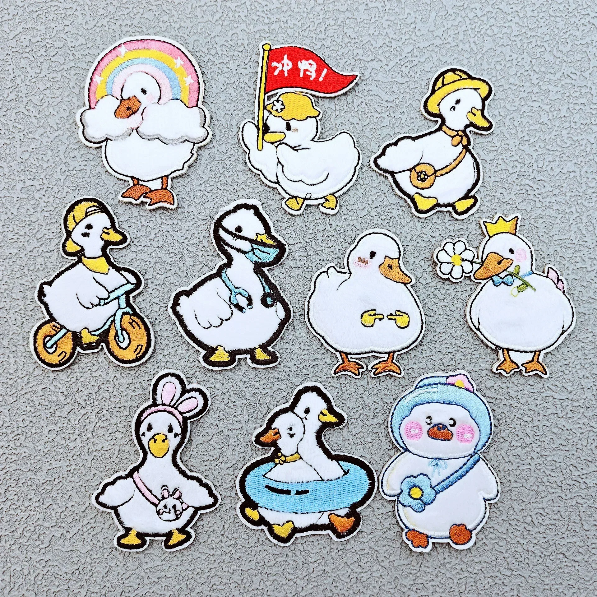 Cartoon Embroidery Patches Duckling Call Duck Self-adhesive Stickers for Clothes Kids Backpacks Hats Washable Hotfix Accessories