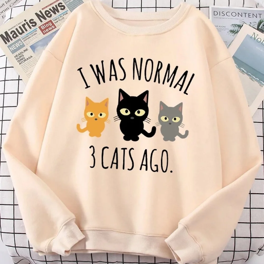 

I Was Normal 3 Cats Ago Print Women's Hoody Fashion S-3XL Hoodies High Quality Hoodie Oversize Loose Casual Female Sportswear