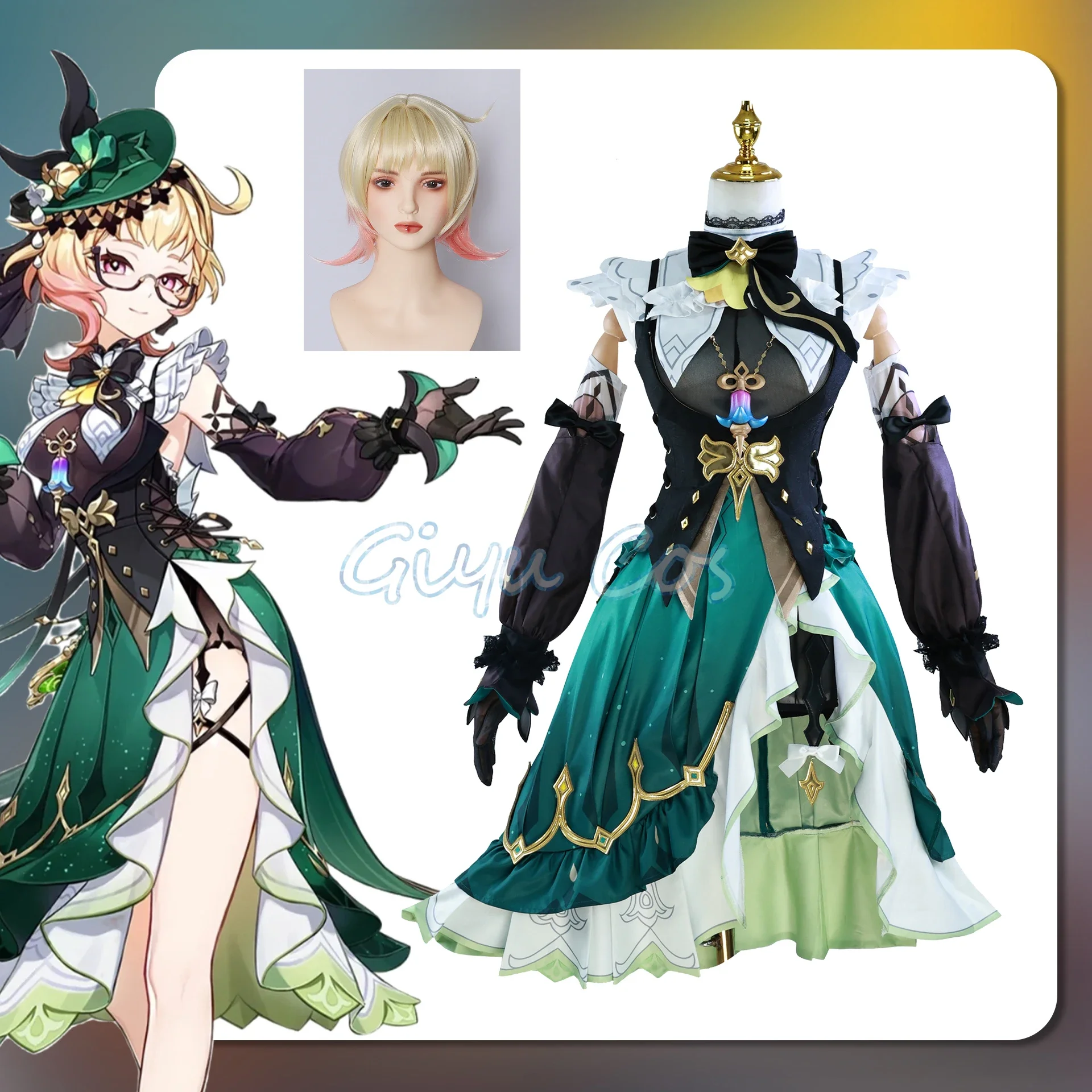 

Emilie Cosplay Costume Genshin Impact Carnival Uniform Wig Halloween Costumes Women Game Anime