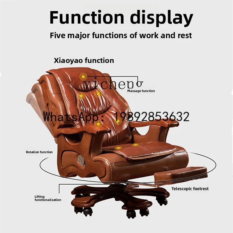 X6  Leather Office Comfortable Long Sitting Executive Chair Reclining Office Chair Computer Chair