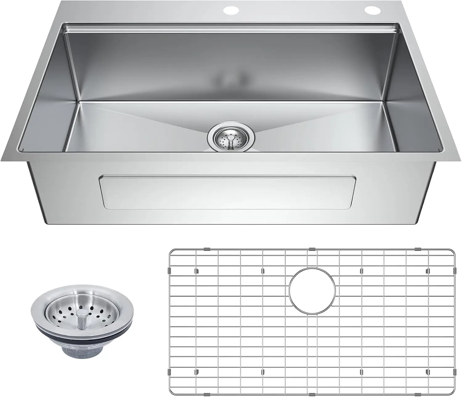 33-Inch Undermount Kitchen Sink - Single Bowl Stainless Steel Drop in Sink