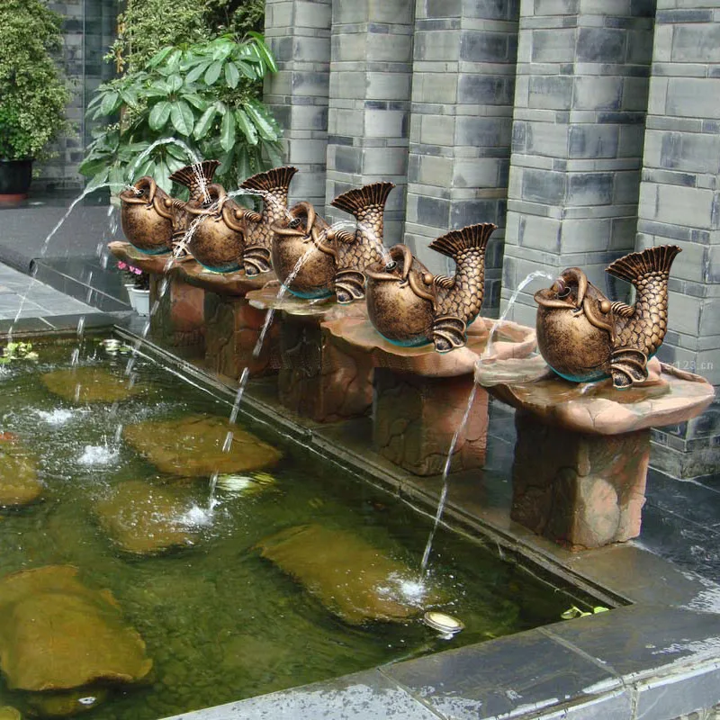 

Home pond water fountain balcony pool landscape fountain Chinese wall decoration stone carving carp water fountain