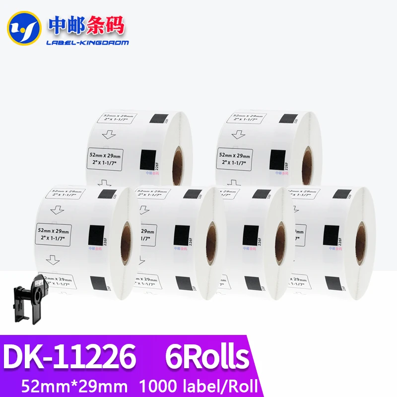 

6 рулонов, совместимая этикетка DK-11226, 52*29 мм, 1000 шт., высечка для термопринтера Brother QL-700/800/810/820/1100/1110 DK-1226