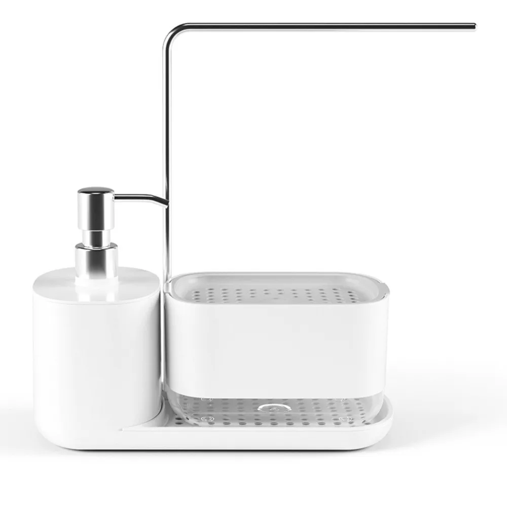 Dispenser Sabun Cuci Piring Dapur 3 In 1 dengan Tempat Spons Rak Handuk Organizer Wastafel Multi-lapis Dispenser Pompa Sabun Baki Pengering