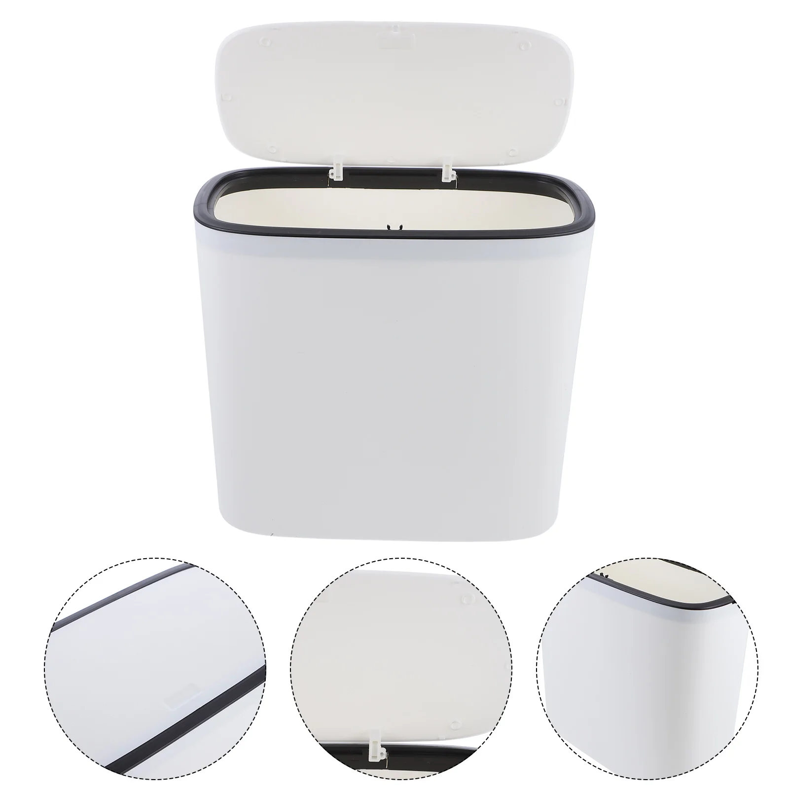 

1pc Trash Can with Lid Push Type Waste Bin Household Garbage Container Bathroom Kitchen Large Capacity High Quality
