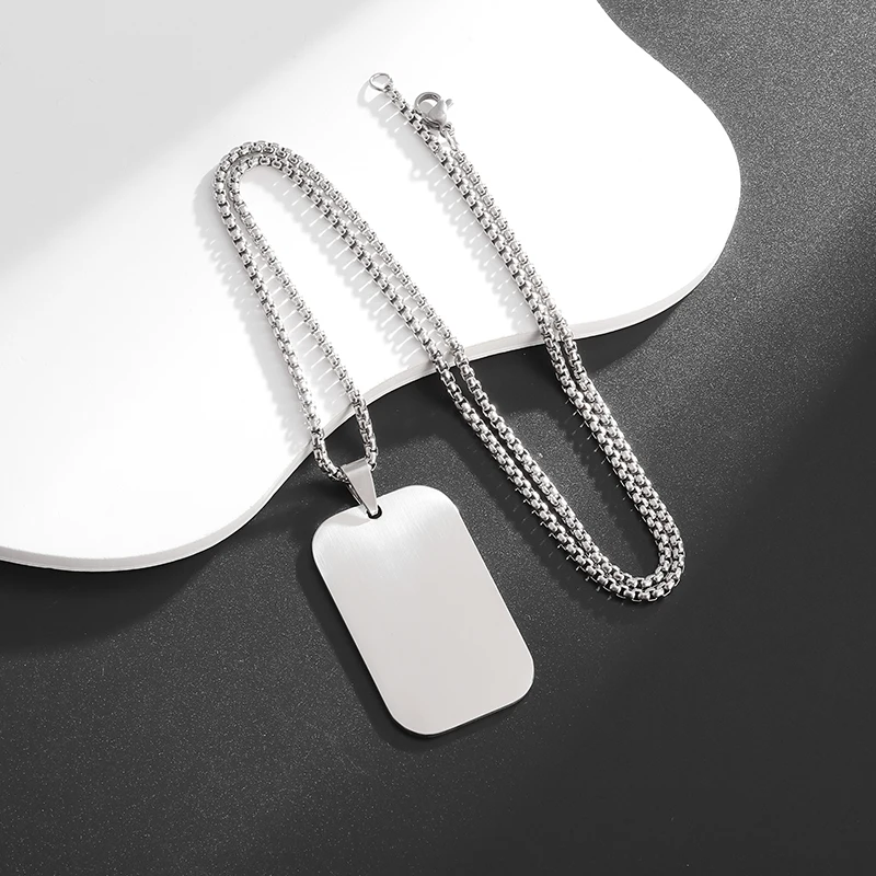 Hot Sale Pendant Smooth Plate Tag Men Retro Necklace Jewelry