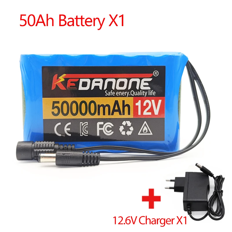 

3S2P 12V 50000mah 18650 Original Lithium Ion Battery DC 12.6V 50Ah Rechargeable CCTV, Camera Monitor Replacement Battery+Charger